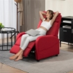POLTRONA RELAX RECLINABILE CON POGGIAPIEDI IN TESSUTO EFFETTO LINO, 69X85X100 CM, ROSSO