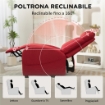 POLTRONA RELAX RECLINABILE CON POGGIAPIEDI IN TESSUTO EFFETTO LINO, 69X85X100 CM, ROSSO