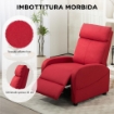 POLTRONA RELAX RECLINABILE CON POGGIAPIEDI IN TESSUTO EFFETTO LINO, 69X85X100 CM, ROSSO