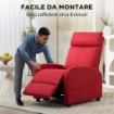 POLTRONA RELAX RECLINABILE CON POGGIAPIEDI IN TESSUTO EFFETTO LINO, 69X85X100 CM, ROSSO