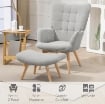 POLTRONA RELAX CON POUF POGGIAPIEDI IN VELLUTO A COSTINE CON SCHIENALE ALTO E BRACCIOLI, GRIGIO
