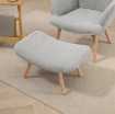 POLTRONA RELAX CON POUF POGGIAPIEDI IN VELLUTO A COSTINE CON SCHIENALE ALTO E BRACCIOLI, GRIGIO
