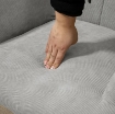 POLTRONA RELAX CON POUF POGGIAPIEDI IN VELLUTO A COSTINE CON SCHIENALE ALTO E BRACCIOLI, GRIGIO