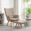 POLTRONA CON POGGIAPIEDI IN STILE CONTEMPORANEO, IN TESSUTO EFFETTO VELLUTO, 72X80X101 CM, MARRONE CHIARO