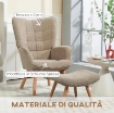 POLTRONA CON POGGIAPIEDI IN STILE CONTEMPORANEO, IN TESSUTO EFFETTO VELLUTO, 72X80X101 CM, MARRONE CHIARO