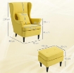 POLTRONA CON POGGIAPIEDI IN STILE CONTEMPORANEO, IN TESSUTO EFFETTO LINO E LEGNO DI CAUCCI¨, 75X83X104 CM, GIALLO