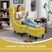 POLTRONA CON POGGIAPIEDI IN STILE CONTEMPORANEO, IN TESSUTO EFFETTO LINO E LEGNO DI CAUCCI¨, 75X83X104 CM, GIALLO