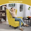 POLTRONA CON POGGIAPIEDI IN STILE CONTEMPORANEO, IN TESSUTO EFFETTO LINO E LEGNO DI CAUCCI¨, 75X83X104 CM, GIALLO