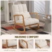 POLTRONA A DONDOLO 90¦-130¦ CON CUSCINO LOMBARE RIVESTITA IN TESSUTO SHERPA, 64.5X82X89 CM, BIANCO E COLOR LEGNO