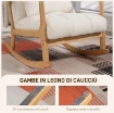 POLTRONA A DONDOLO 90¦-130¦ CON CUSCINO LOMBARE RIVESTITA IN TESSUTO SHERPA, 64.5X82X89 CM, BIANCO E COLOR LEGNO