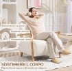POLTRONA DA SALOTTO IN TESSUTO SHERPA CON BRACCIOLI E GAMBE IN LEGNO STILE NORDICO, CREMA