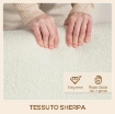 POLTRONA DA SALOTTO IN TESSUTO SHERPA CON BRACCIOLI E GAMBE IN LEGNO STILE NORDICO, CREMA