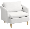 POLTRONA DA SALOTTO MODERNA IN TESSUTO CON SEDUTA AMPIA E IMBOTTITURA SPESSA, 90X86X91 CM, CREMA