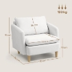 POLTRONA DA SALOTTO MODERNA IN TESSUTO CON SEDUTA AMPIA E IMBOTTITURA SPESSA, 90X86X91 CM, CREMA