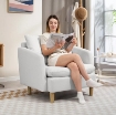 POLTRONA DA SALOTTO MODERNA IN TESSUTO CON SEDUTA AMPIA E IMBOTTITURA SPESSA, 90X86X91 CM, CREMA