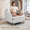 POLTRONA DA SALOTTO MODERNA IN TESSUTO CON SEDUTA AMPIA E IMBOTTITURA SPESSA, 90X86X91 CM, CREMA