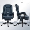 POLTRONA DA UFFICIO CON 7 PUNTI MASSAGGIANTI E POGGIAPIEDI, IN PELLE PU E ACCIAIO, 67X67X111-121 CM, BLU