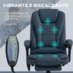 POLTRONA DA UFFICIO CON 7 PUNTI MASSAGGIANTI E POGGIAPIEDI, IN PELLE PU E ACCIAIO, 67X67X111-121 CM, BLU