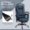 POLTRONA DA UFFICIO CON 7 PUNTI MASSAGGIANTI E POGGIAPIEDI, IN PELLE PU E ACCIAIO, 67X67X111-121 CM, BLU