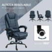 POLTRONA DA UFFICIO CON 7 PUNTI MASSAGGIANTI E POGGIAPIEDI, IN PELLE PU E ACCIAIO, 67X67X111-121 CM, BLU