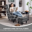 POLTRONA PER SALOTTO IN TESSUTO CON POUF POGGIAPIEDI, SCHIENALE ALTO E CUSCINO, 75X83X104 CM, GRIGIO