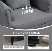 POLTRONA PER SALOTTO IN TESSUTO CON POUF POGGIAPIEDI, SCHIENALE ALTO E CUSCINO, 75X83X104 CM, GRIGIO