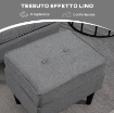 POLTRONA PER SALOTTO IN TESSUTO CON POUF POGGIAPIEDI, SCHIENALE ALTO E CUSCINO, 75X83X104 CM, GRIGIO
