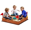 SABBIERA PER BAMBINI 3-7 ANNI A FORMA DI CASTELLO CON 4 SEDUTE IN LEGNO DI ABETE 90X90X17 CM MULTICOLORE