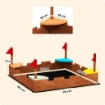 SABBIERA PER BAMBINI 3-7 ANNI A FORMA DI CASTELLO CON 4 SEDUTE IN LEGNO DI ABETE 90X90X17 CM MULTICOLORE