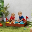 SABBIERA PER BAMBINI 3-7 ANNI A FORMA DI CASTELLO CON 4 SEDUTE IN LEGNO DI ABETE 90X90X17 CM MULTICOLORE