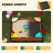 SABBIERA PER BAMBINI 3-7 ANNI A FORMA DI CASTELLO CON 4 SEDUTE IN LEGNO DI ABETE 90X90X17 CM MULTICOLORE