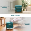 POUF CONTENITORE ROTONDO IN VELLUTO CON VANO DA 24L E COPERCHIO RIMOVIBILE, Ø 42X39 CM, VERDE