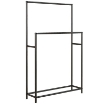 PORTASCIUGAMANI DA TERRA A 2 BRACCI AUTOPORTANTE IN METALLO, 66X20X110 CM, NERO