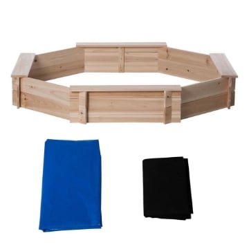 SABBIERA PER BAMBINI CON SEDILI E COPERTURA ETÀ 3-8 ANNI 139.5X139.5X21.5 CM COLORE LEGNO