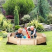 SABBIERA PER BAMBINI CON SEDILI E COPERTURA ETÀ 3-8 ANNI 139.5X139.5X21.5 CM COLORE LEGNO