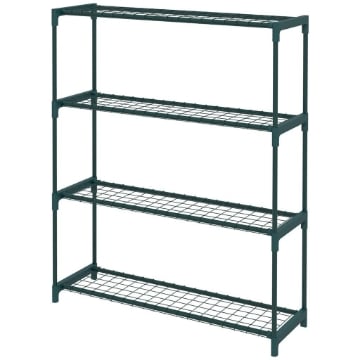 SCAFFALE PORTA PIANTE A 4 LIVELLI DA ESTERNO E INTERNO IN ACCIAIO, 89X28X107CM, VERDE