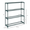 SCAFFALE PORTA PIANTE A 4 LIVELLI DA ESTERNO E INTERNO IN ACCIAIO, 89X28X107CM, VERDE