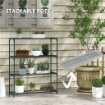 SCAFFALE PORTA PIANTE A 4 LIVELLI DA ESTERNO E INTERNO IN ACCIAIO, 89X28X107CM, VERDE