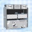 SCAFFALE PORTAGIOCHI PER BAMBINI CON 6 CONTENITORI RIMOVIBILI IN TESSUTO 63X30X66  CM GRIGIO