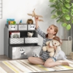 SCAFFALE PORTAGIOCHI PER BAMBINI CON 6 CONTENITORI RIMOVIBILI IN TESSUTO 63X30X66  CM GRIGIO