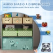 SCAFFALE PORTAGIOCHI PER BAMBINI CON 6 CONTENITORI RIMOVIBILI IN TESSUTO 63X30X66  CM GRIGIO