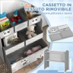 SCAFFALE PORTAGIOCHI PER BAMBINI CON 6 CONTENITORI RIMOVIBILI IN TESSUTO 63X30X66  CM GRIGIO