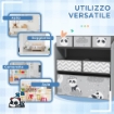 SCAFFALE PORTAGIOCHI PER BAMBINI CON 6 CONTENITORI RIMOVIBILI IN TESSUTO 63X30X66  CM GRIGIO