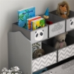 SCAFFALE PORTAGIOCHI PER BAMBINI CON 6 CONTENITORI RIMOVIBILI IN TESSUTO 63X30X66  CM GRIGIO