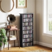 SCAFFALE PORTA CD CON 6 RIPIANI REGOLABILI CAPACITÀ DI 360 CD/185 DVD 58X24X124.5 CM NERO