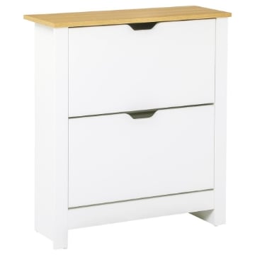 SCARPIERA MODERNA PER 12 PAIA MAX CON 2 CASSETTI REGOLABILI E RIMOVIBILI IN LEGNO 72X26X80 CM BIANCO