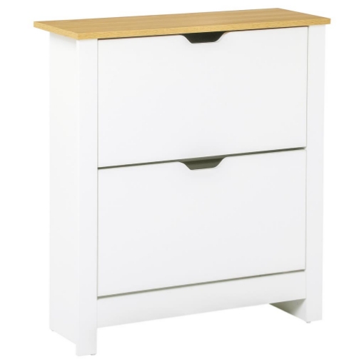 SCARPIERA MODERNA PER 12 PAIA MAX CON 2 CASSETTI REGOLABILI E RIMOVIBILI IN LEGNO 72X26X80 CM BIANCO