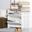 SCARPIERA MODERNA PER 12 PAIA MAX CON 2 CASSETTI REGOLABILI E RIMOVIBILI IN LEGNO 72X26X80 CM BIANCO