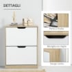 SCARPIERA SALVASPAZIO SLIM A 2 CASSETTI PER 8 PAIA DI SCARPE 62.5X26X81 CM LEGNO E BIANCO