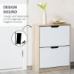 SCARPIERA SALVASPAZIO SLIM A 2 CASSETTI PER 8 PAIA DI SCARPE 62.5X26X81 CM LEGNO E BIANCO